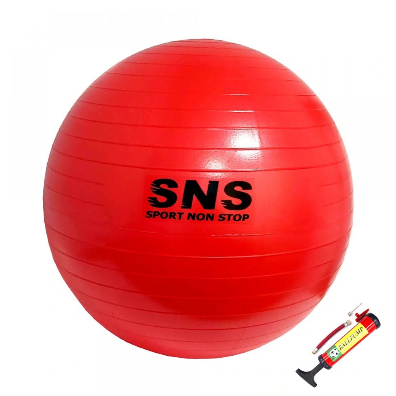 М'ЯЧ ДЛЯ ФІТНЕСУ SNS 75 СМ ЧЕРВОНИЙ З НАСОСОМ FB-55-К